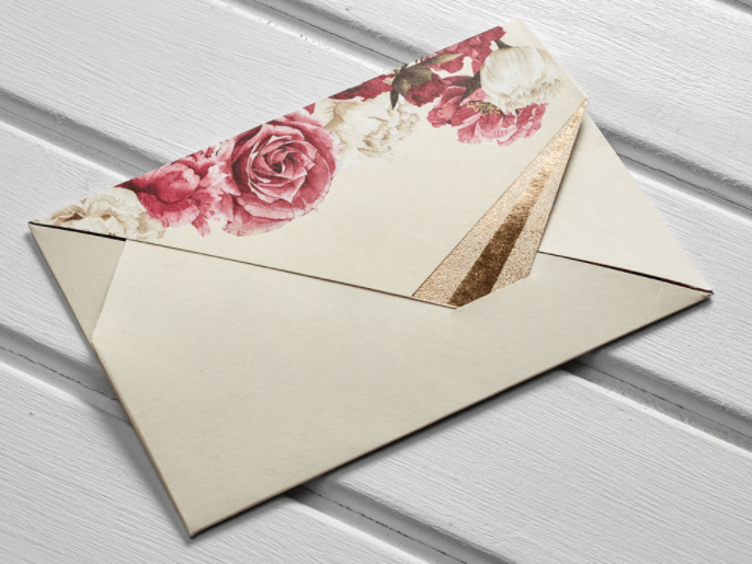 red and white roses wedding invitations envelope