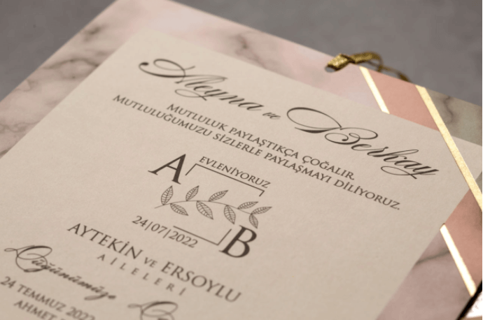 pastel marble wedding invitations