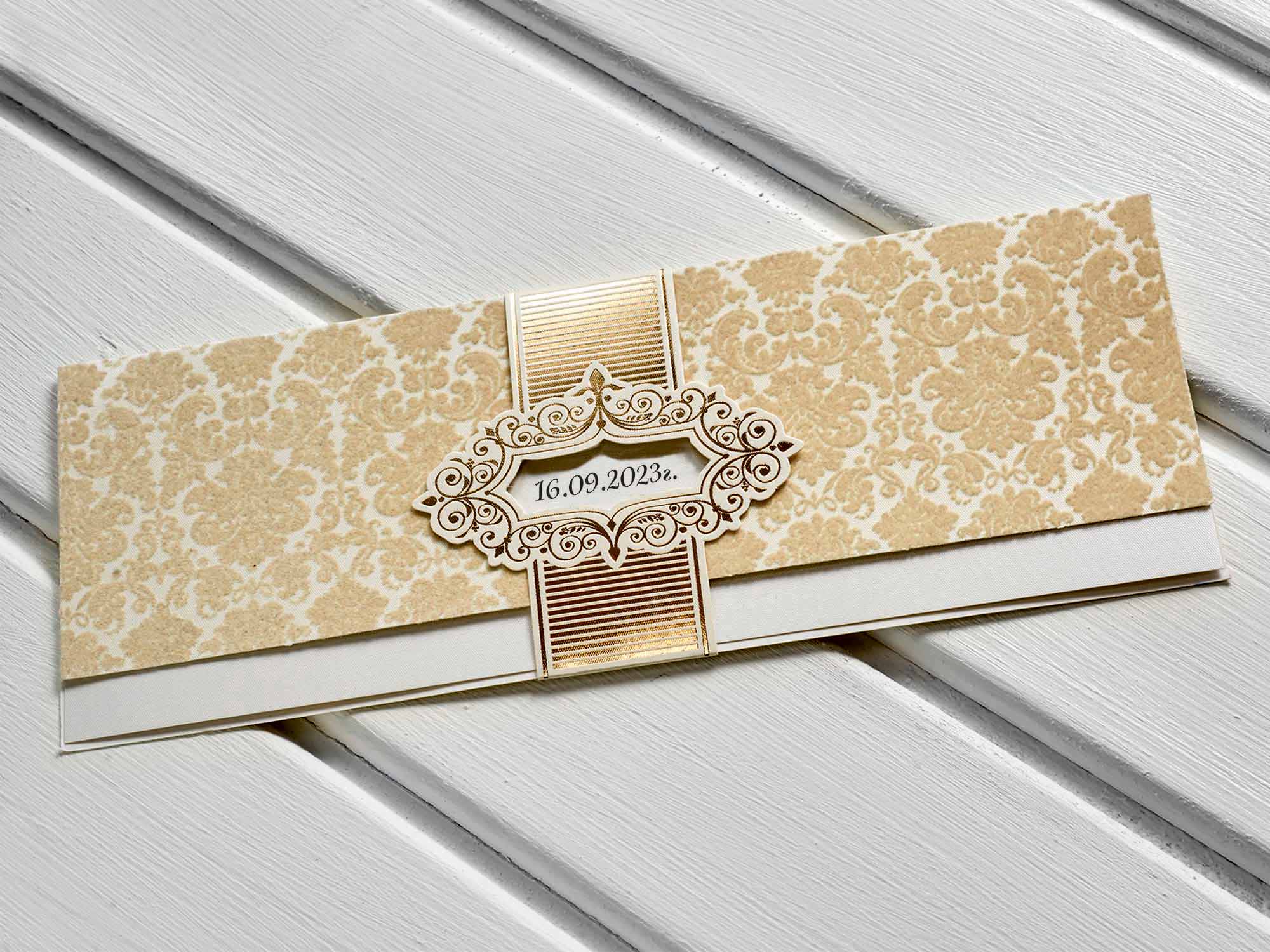 luxury gold crest wedding invitations