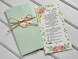 mint green floral wedding invitations