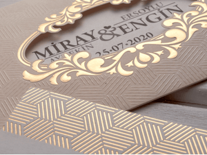 elegant gold crest wedding invitations details