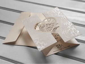 trifold ivory laser cut invite