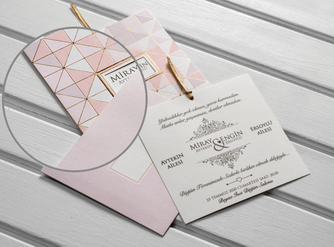 Blush Pink Geometric Pocket Wedding Invitations 10560