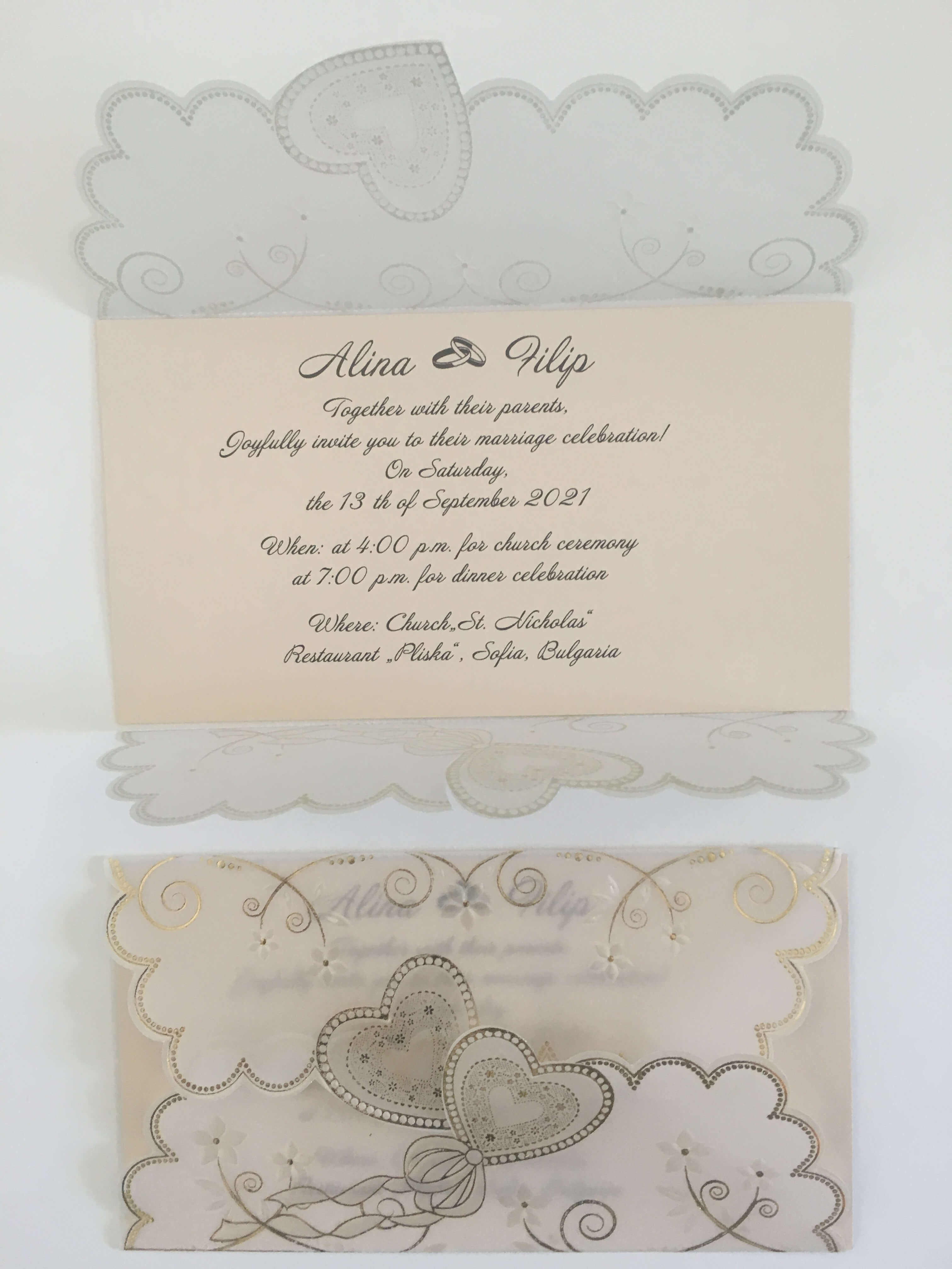 cream and gold wedding invitations