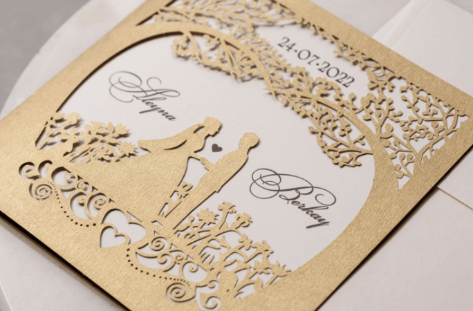 luxury rustic laser cut tree wedding invitation