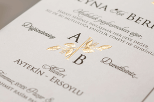 golden leaves wedding invitations