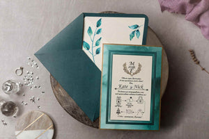 luxury green wedding invitations