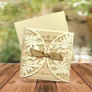 Ivory  Gatefold Leaser Cut Wedding Invitations - weddingcardsuk.com