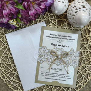 luxury lace print wedding invitation