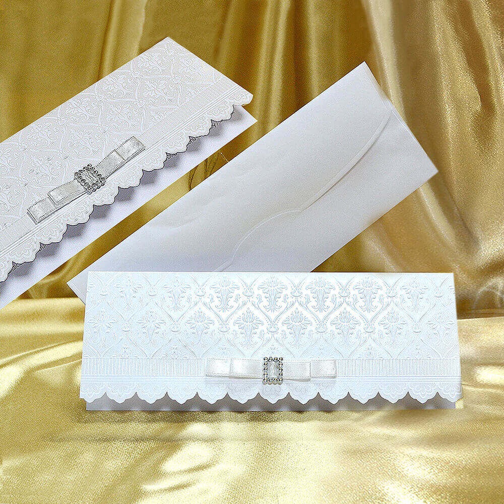 elegant wedding invitation with ribbon
