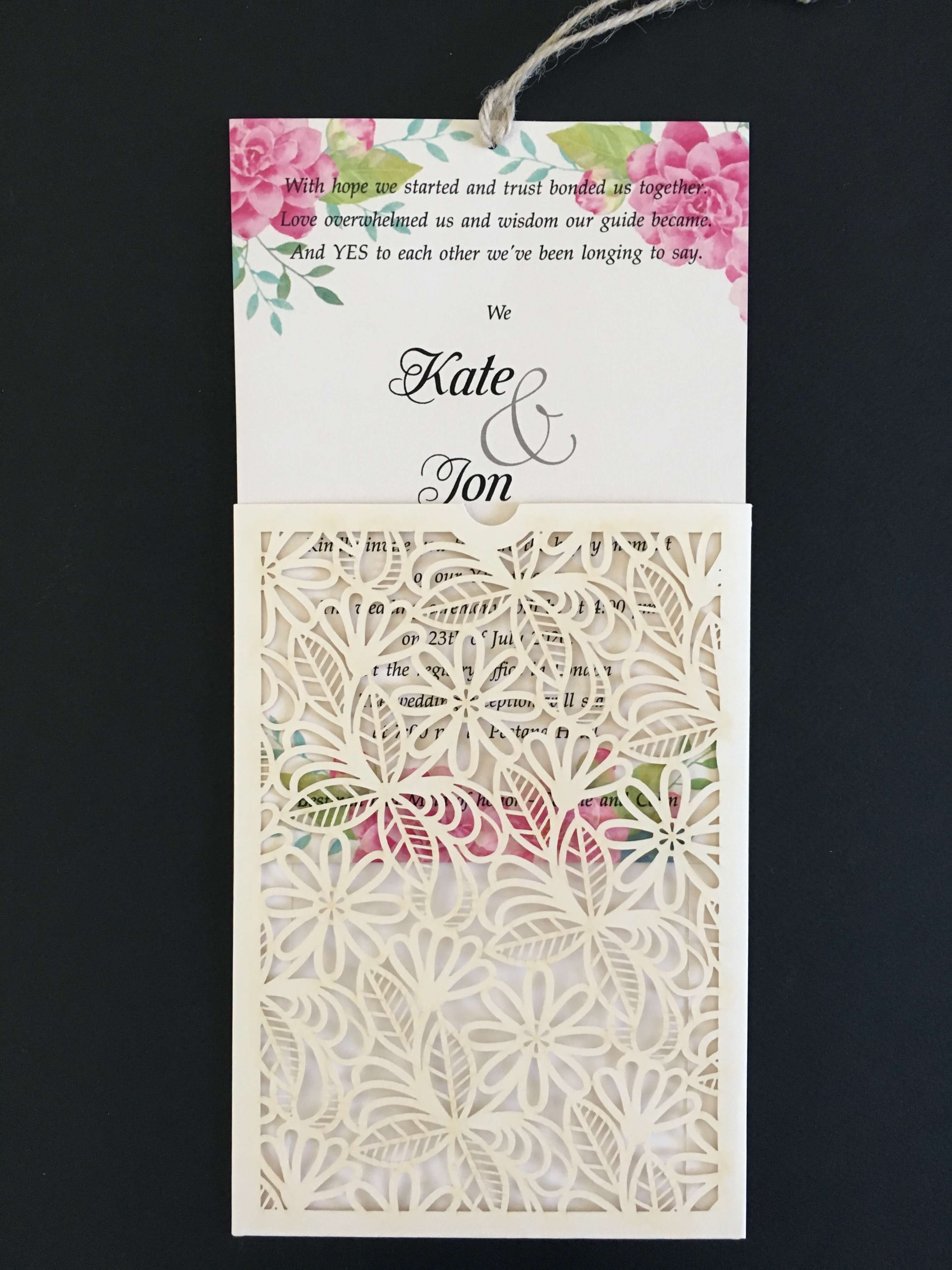 Laser Cut Flower Design Wedding Invitations - weddingcardsuk.com