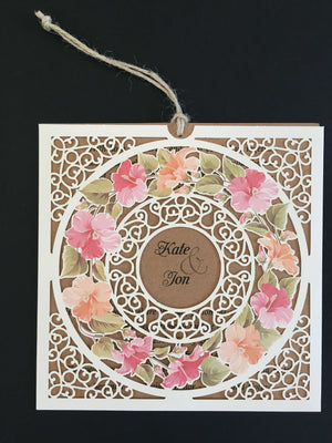 Floral Spring Colors  Laser Cut Wedding Invitation - weddingcardsuk.com