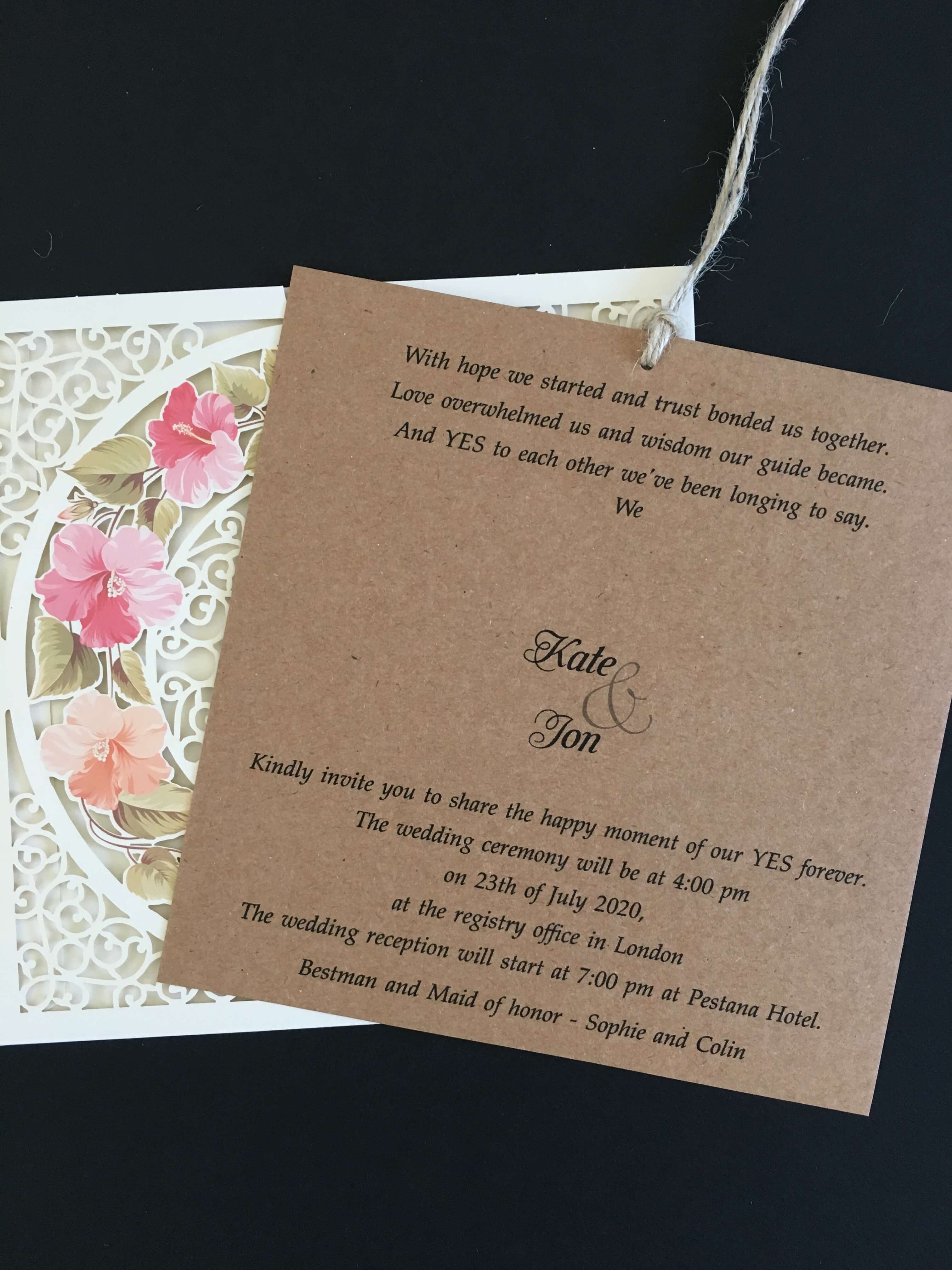 Floral Spring Colors  Laser Cut Wedding Invitation - weddingcardsuk.com