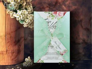 mint green vintage wedding invitations