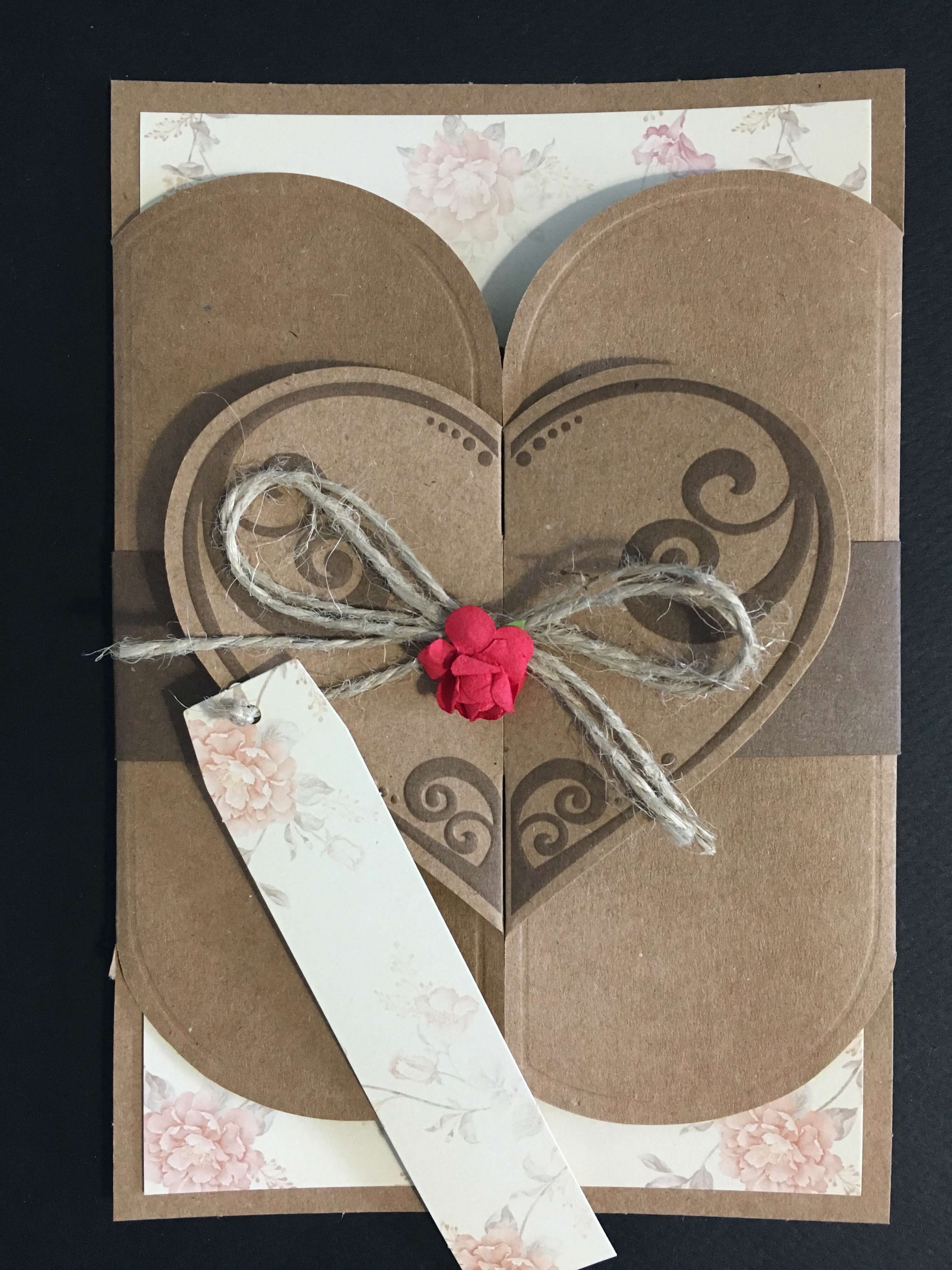 Unique Vintage Heart Shaped Wedding Invitation - weddingcardsuk.com