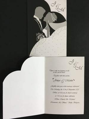 classic black and white wedding invitation cards