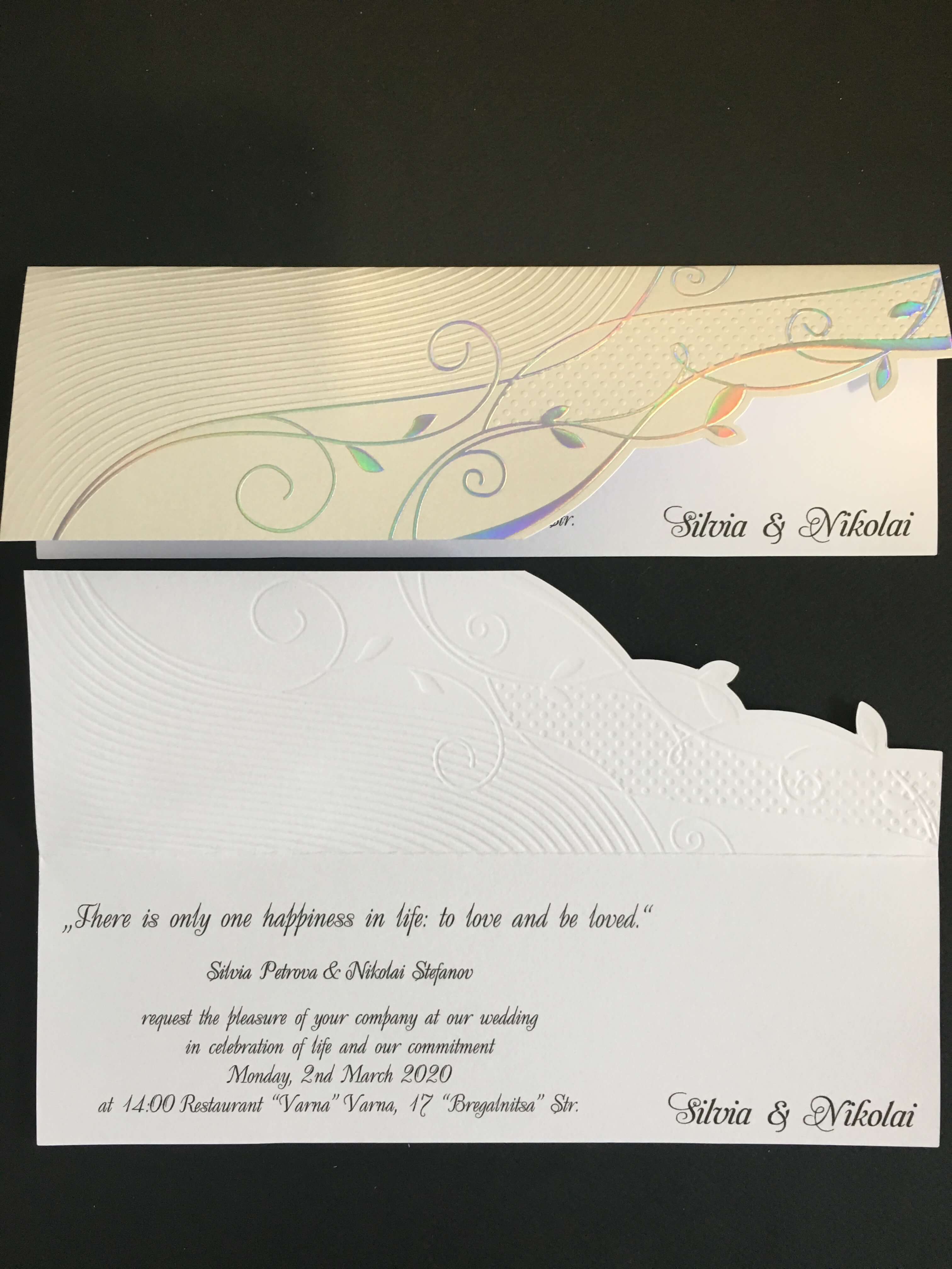 embossed floral wedding invitations