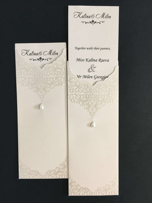 pearl  pocket wedding invitations