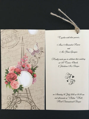 eiffel tower pocket wedding invitations