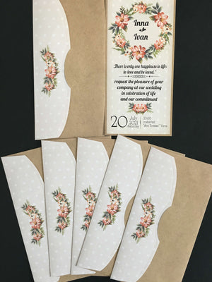 light grey rustic floral wedding invitation