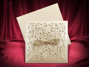 Four Sides Opening Laser Cut Wedding Invitations - weddingcardsuk.com