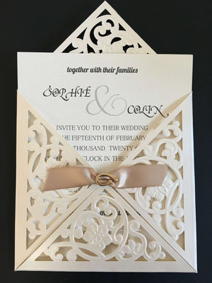 Flower Design Laser Cut Wedding Invitations - weddingcardsuk.com